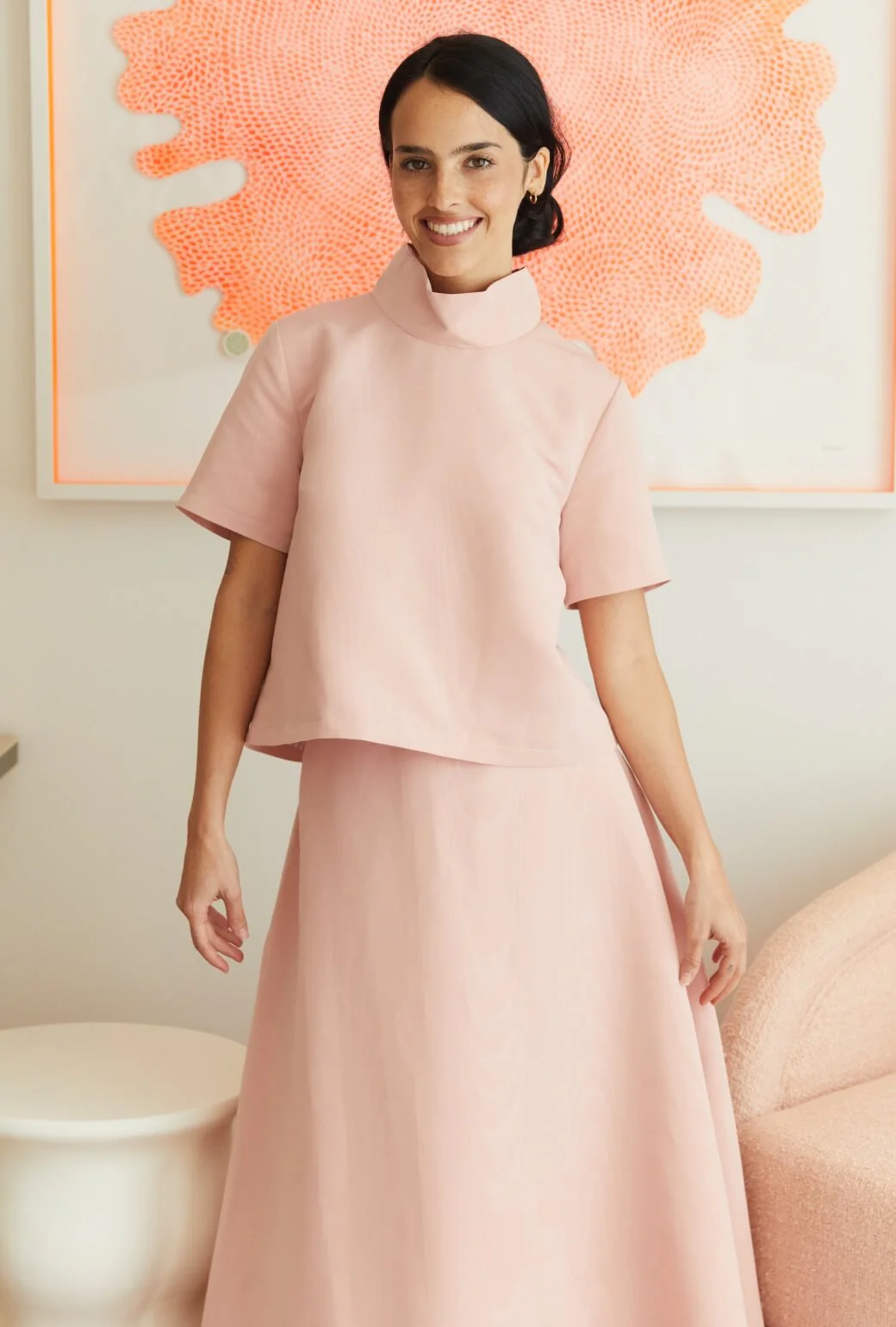 Short Sleeve Mod Top - Ballet Pink Moiré - Image 4