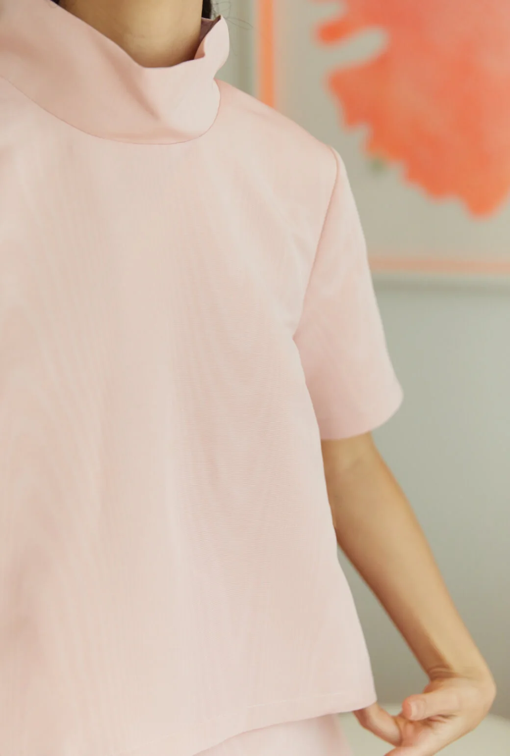 Short Sleeve Mod Top - Ballet Pink Moiré - Image 5