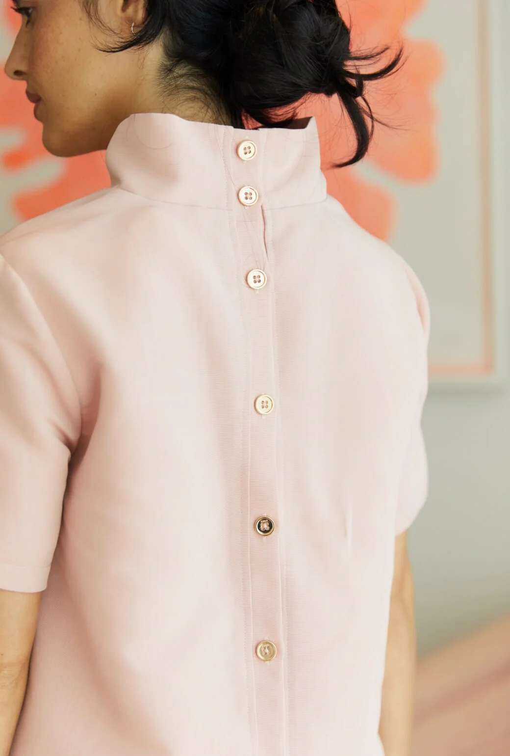 Short Sleeve Mod Top - Ballet Pink Moiré - Image 6
