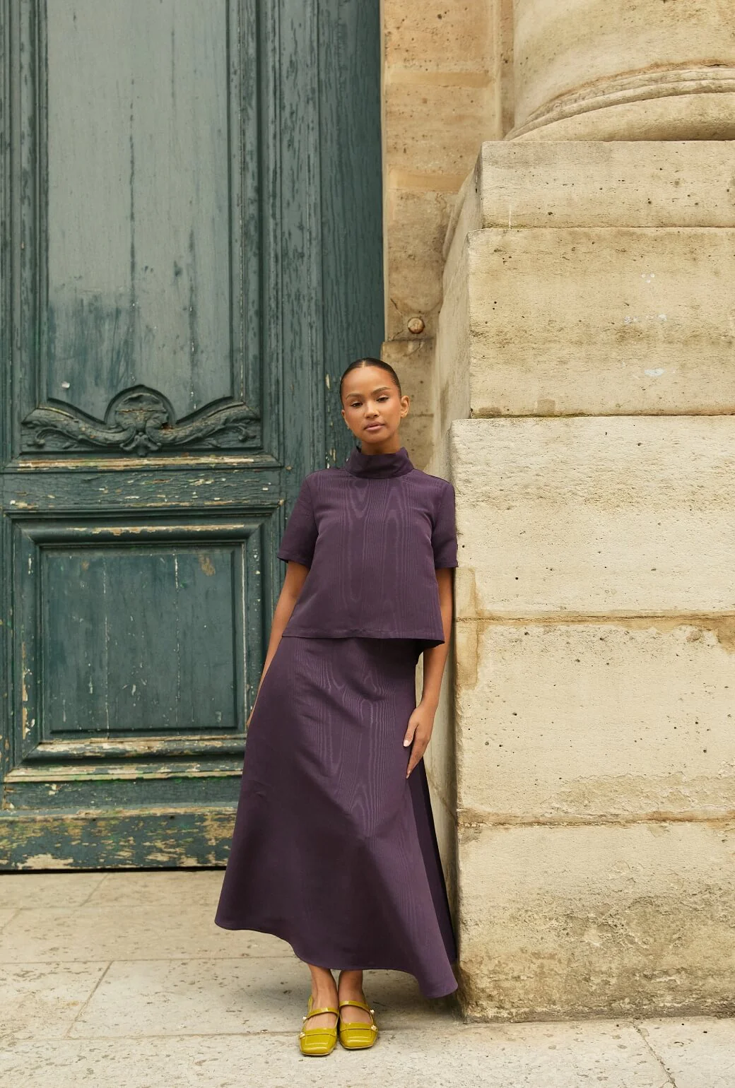Short Sleeve Mod Top - Eggplant Moiré - Image 4