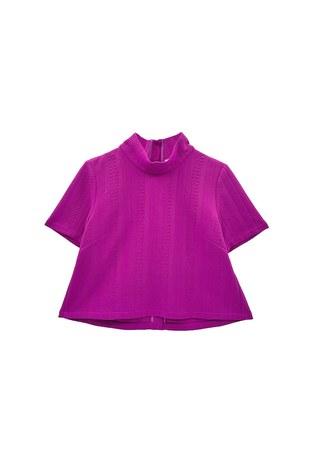 Short Sleeve Mod Top - Fuchsia Cable-knit - Image 4