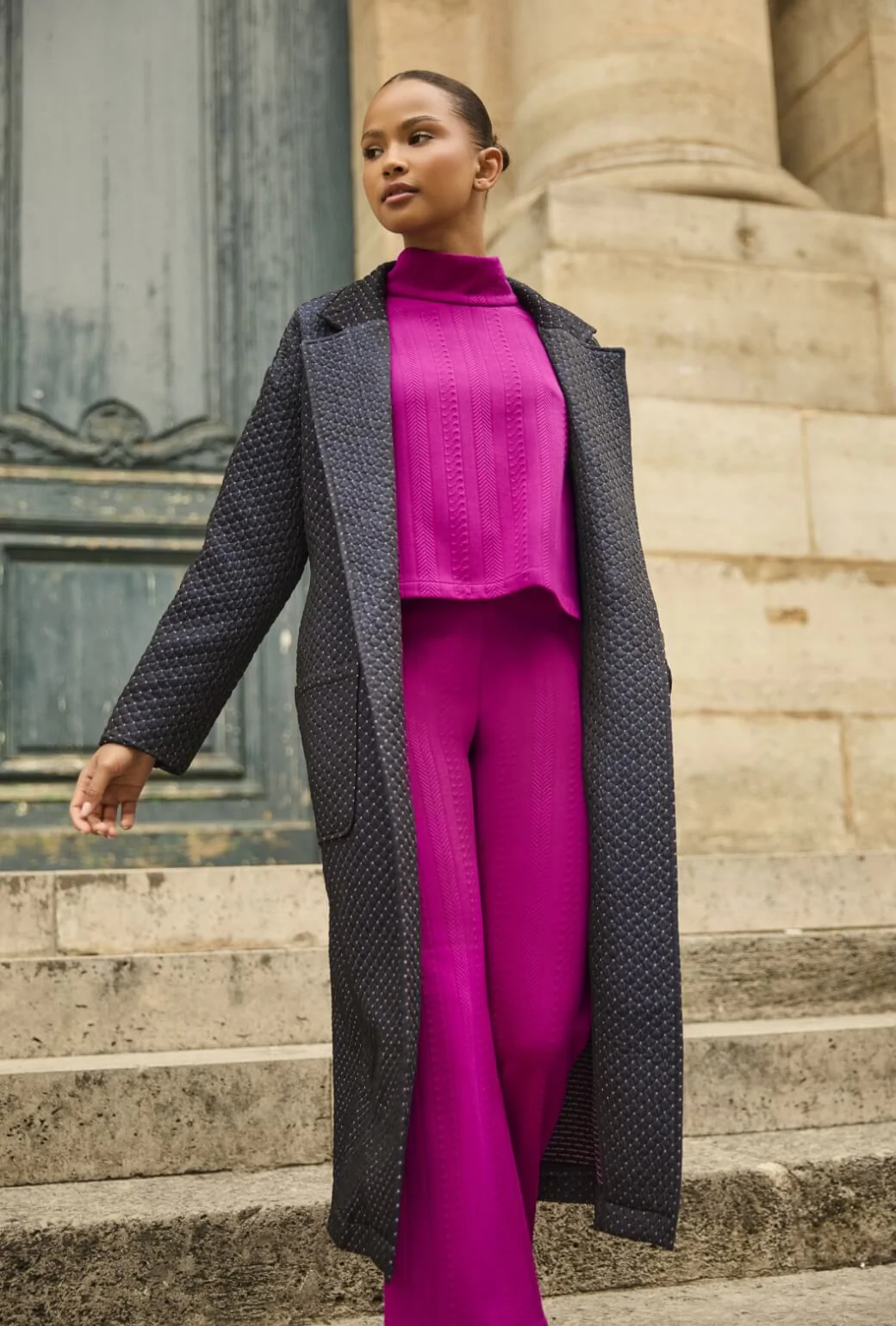 Short Sleeve Mod Top - Fuchsia Cable-knit - Image 6