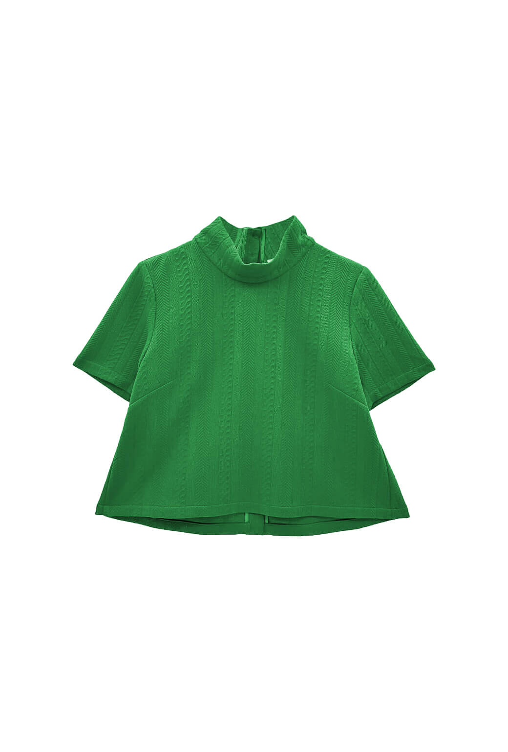 Short Sleeve Mod Top - Kelly Green Cable-knit - Image 2
