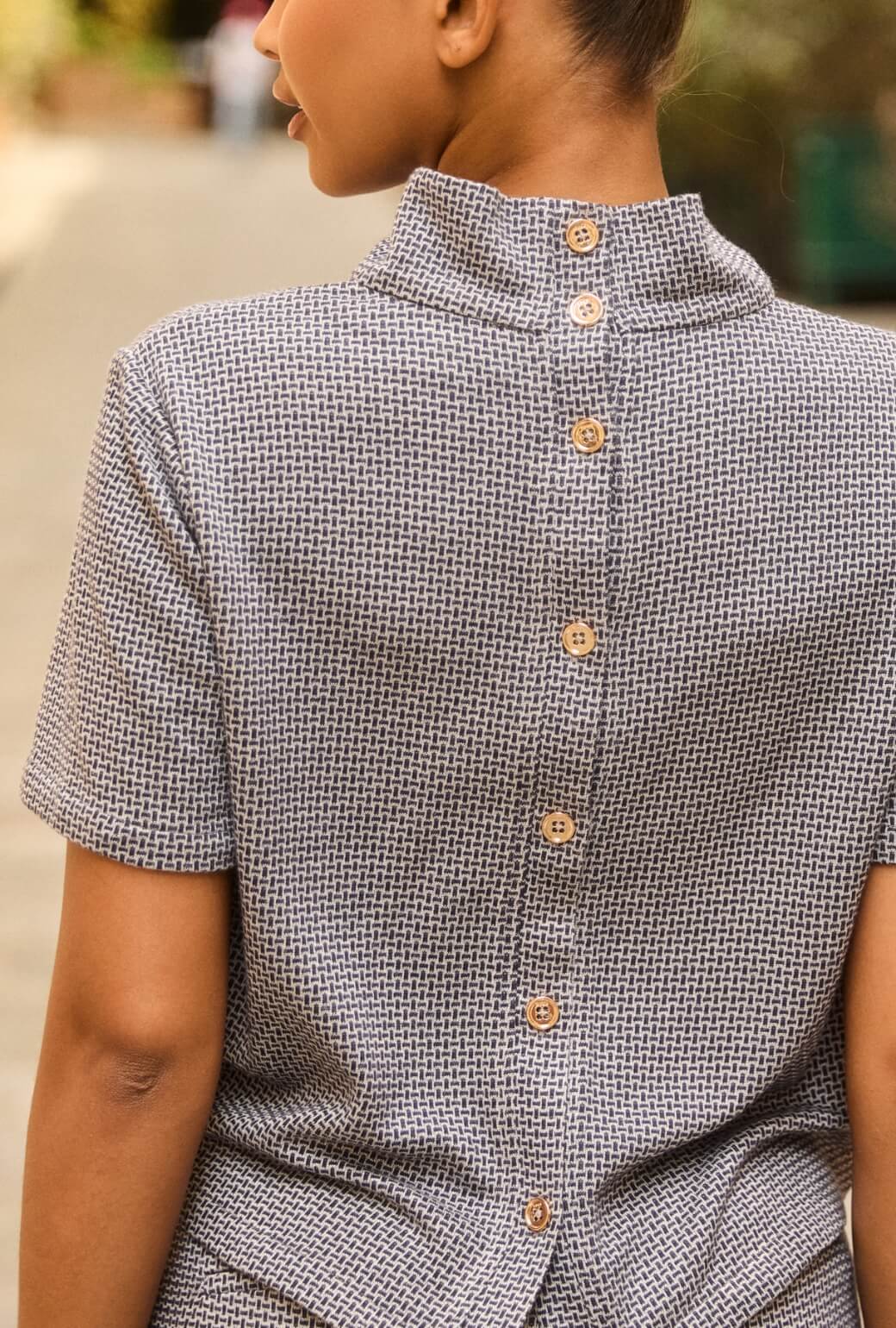 Short Sleeve Mod Top - Navy Knit - Image 4