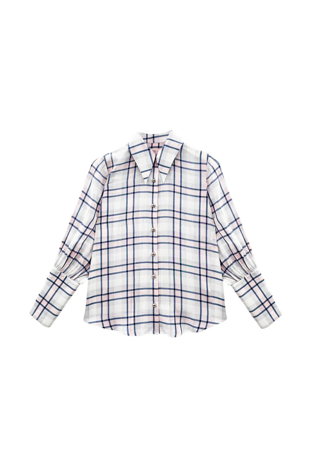 Skipper  Blouse - Navy & Blush Plaid - Image 3