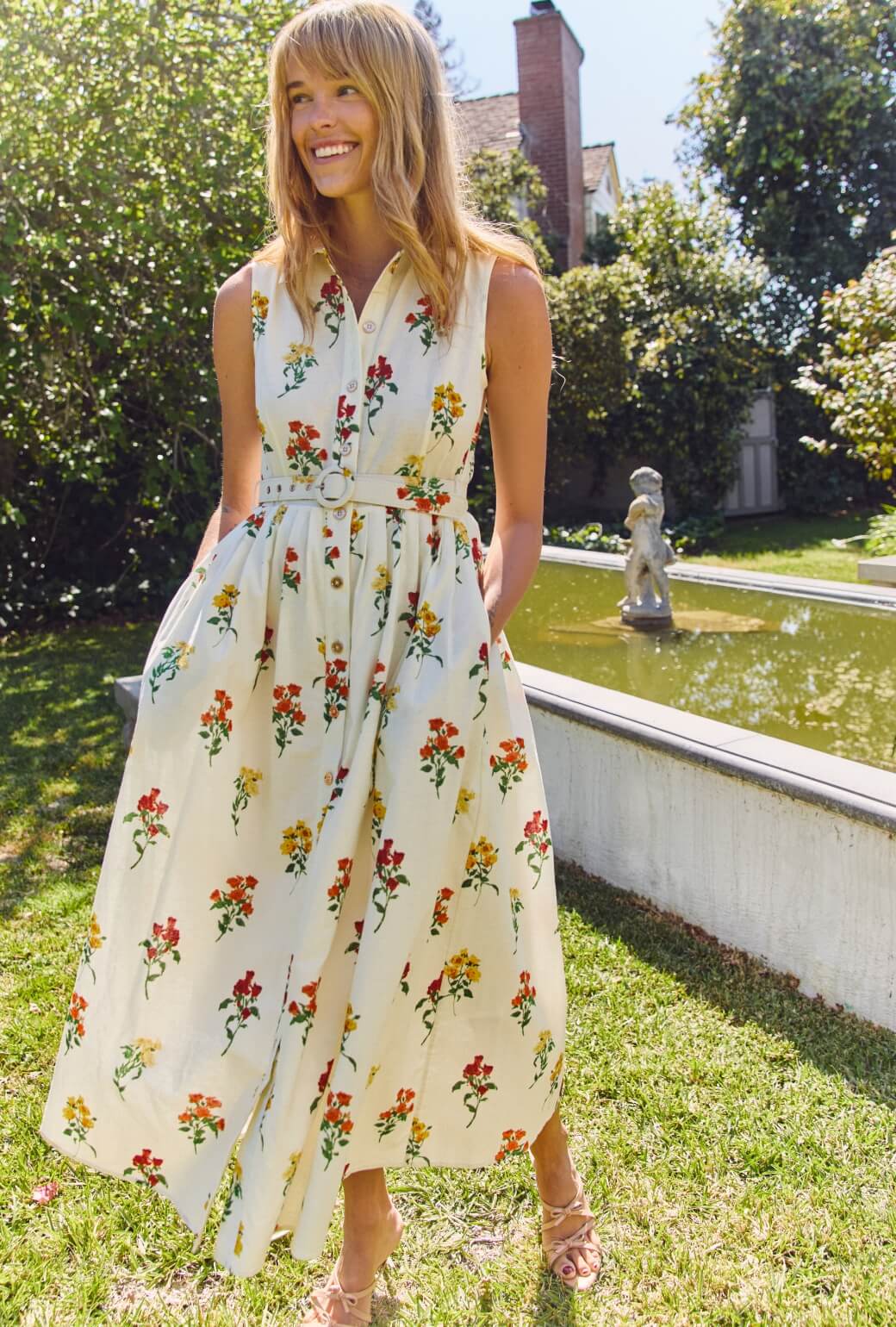 Sleeveless Shirtdress MIDI - Knockout Rose - Image 2