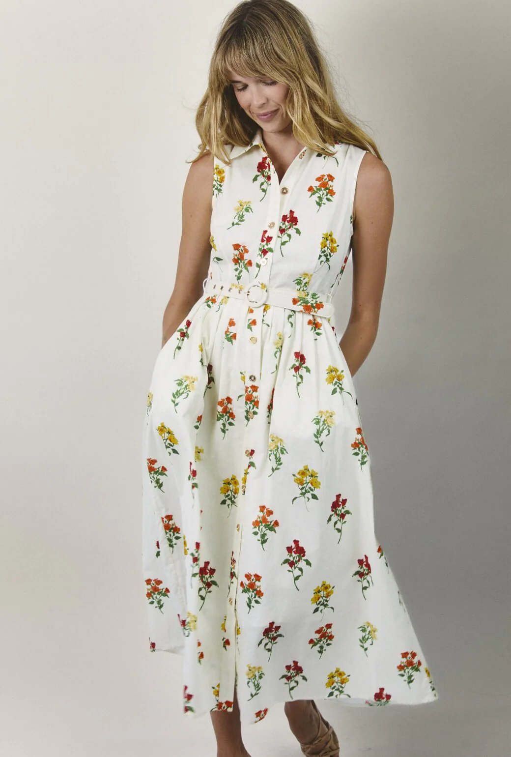 Sleeveless Shirtdress MIDI - Knockout Rose - Image 5