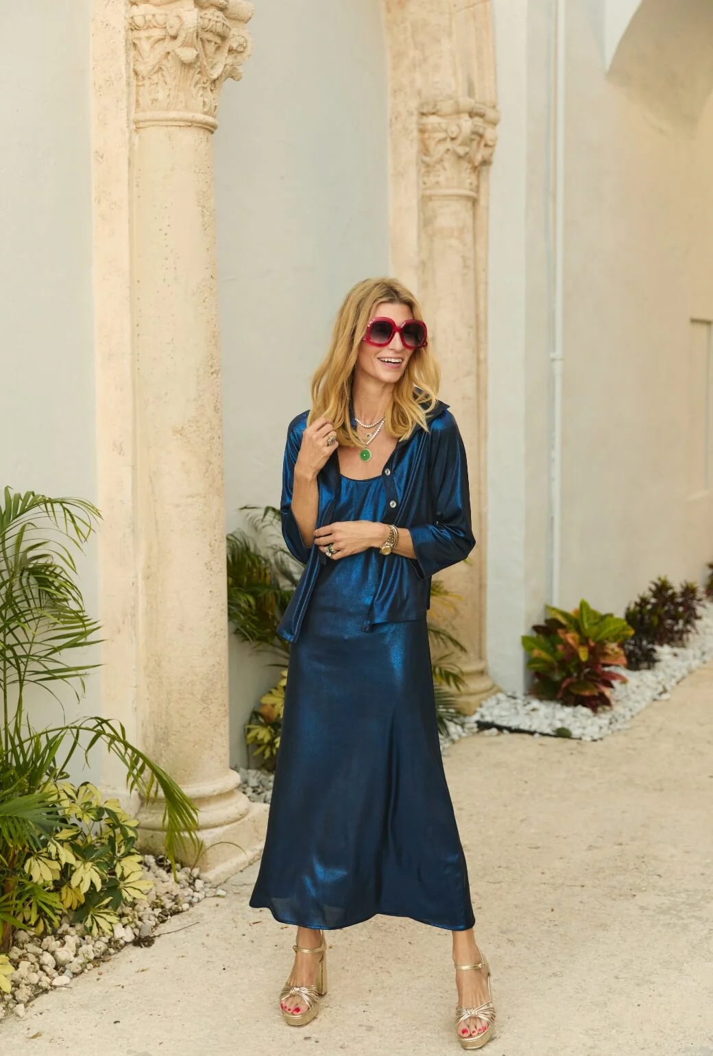 Slip Dress - Cobalt Lurex - Image 3