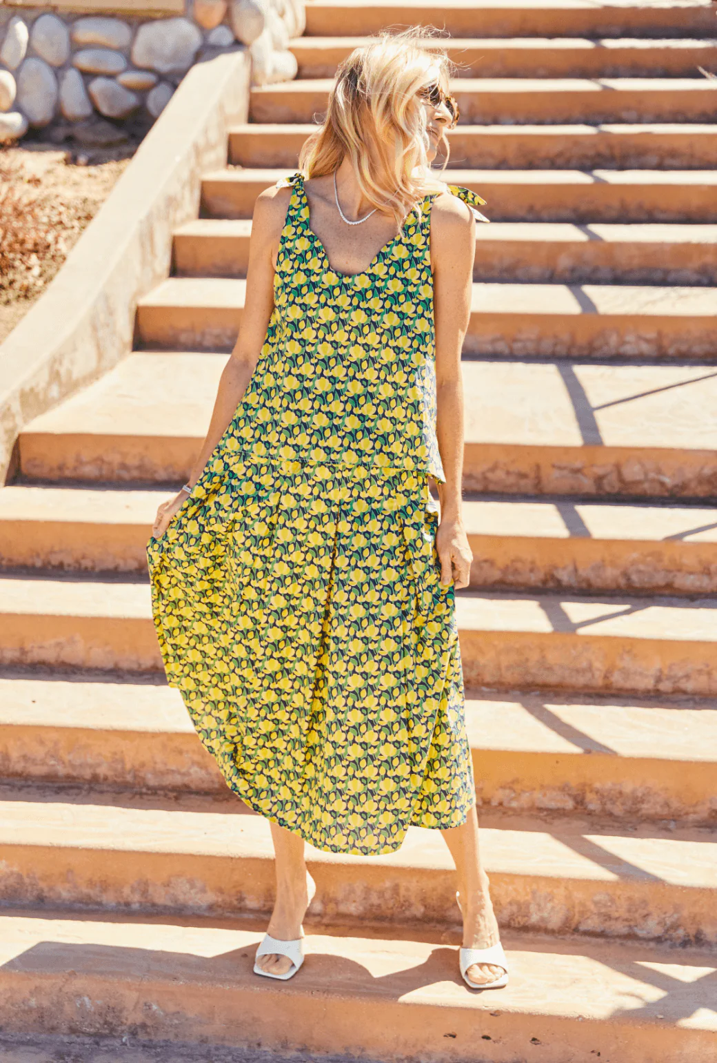 Smocked Waist MIDI Skirt - Yellow Tulip - Image 7