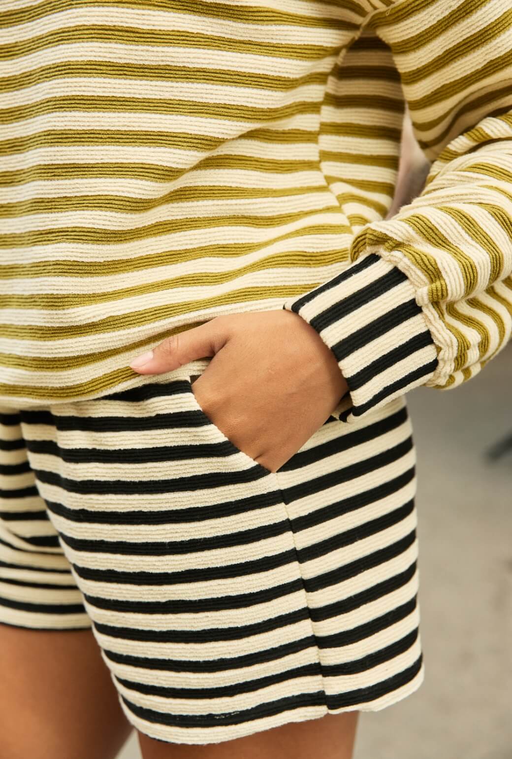 Tailored Everyday Shorts - Black Striped Terry - Image 4