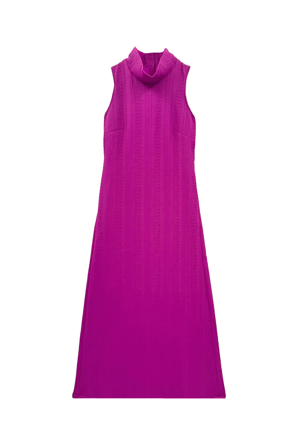 Tailored Maxi Mod Dress - Fuchsia Cable-knit - Image 4