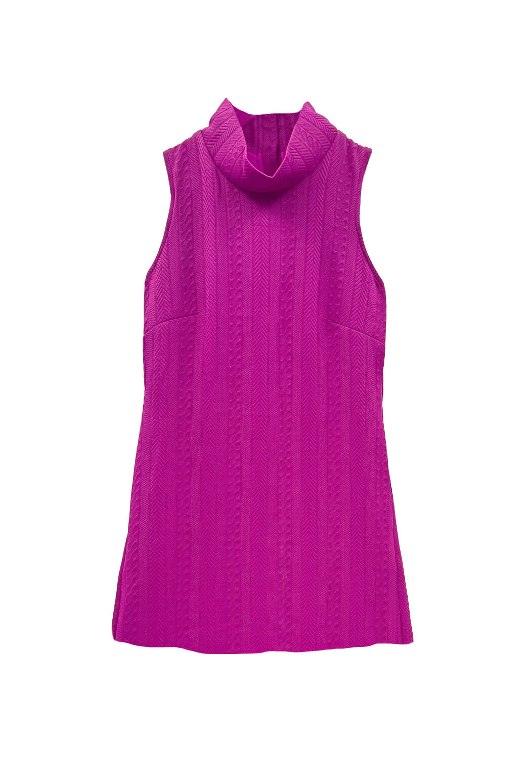 Tailored Mini Mod Dress - Fuchsia Cable-knit - Image 3