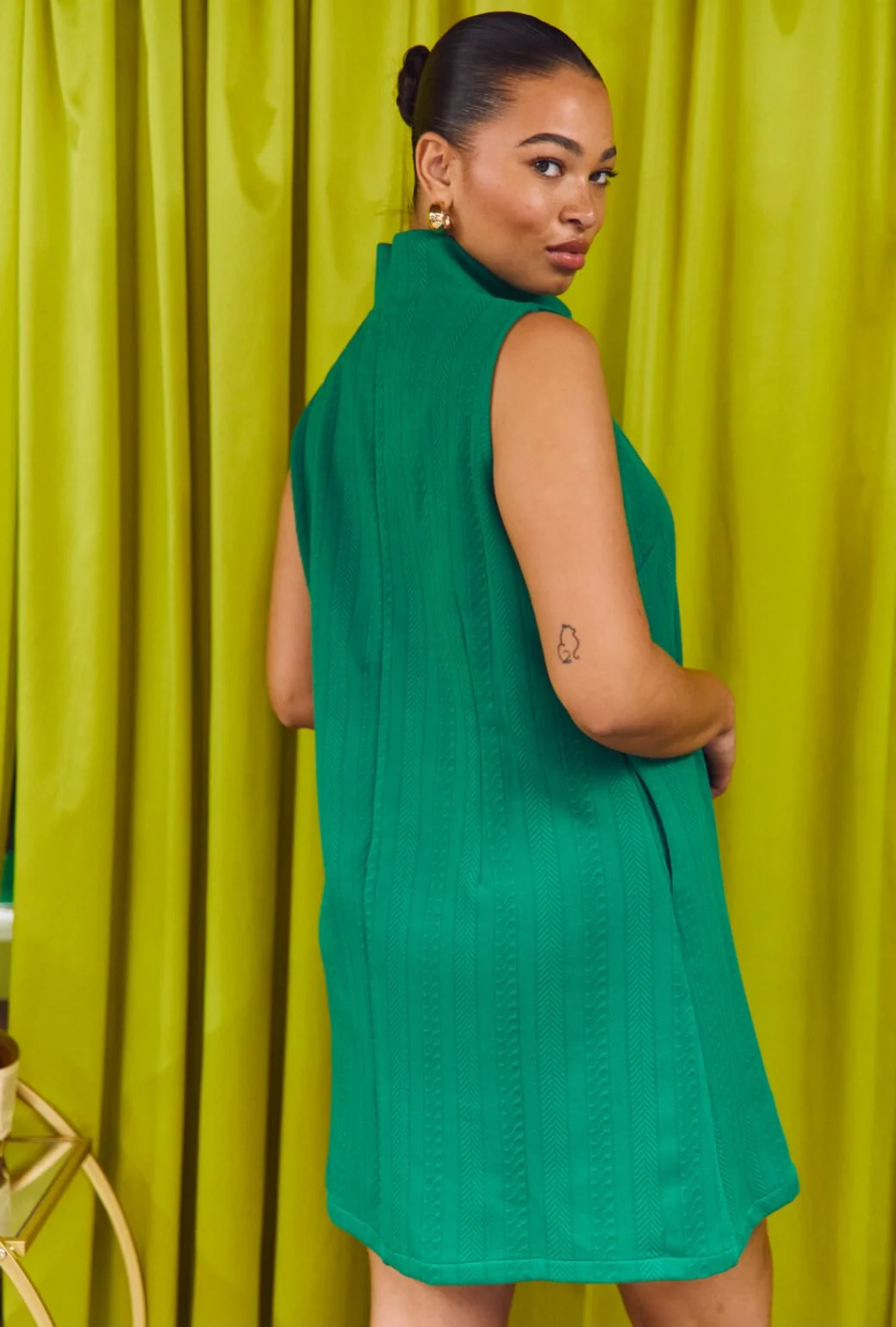 Tailored Mod Dress - Kelly Green Cable-knit - Image 3