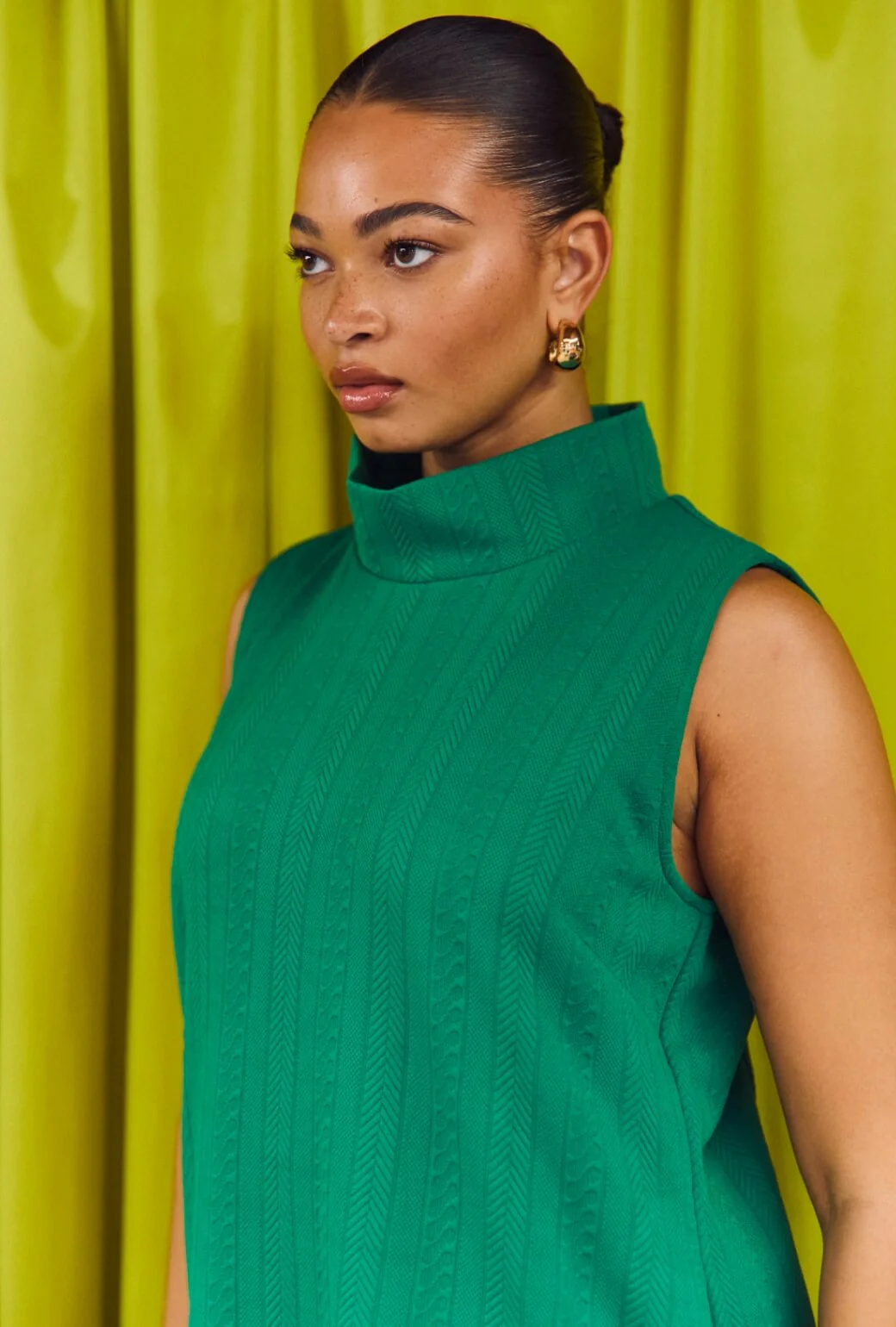 Tailored Mod Dress - Kelly Green Cable-knit - Image 4