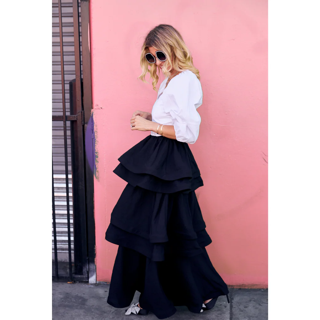 Teagan Tiered Skirt - Black - Image 12