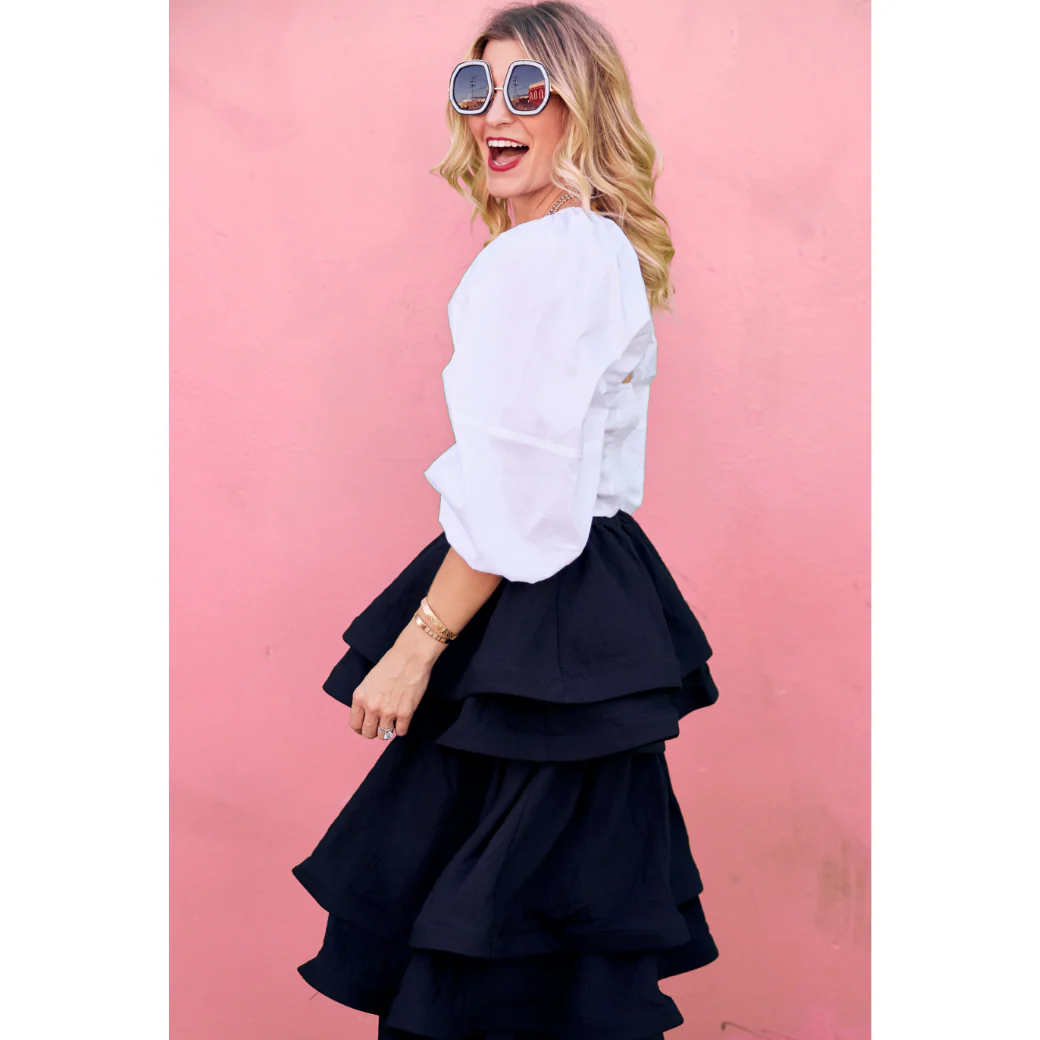 Teagan Tiered Skirt - Black - Image 13