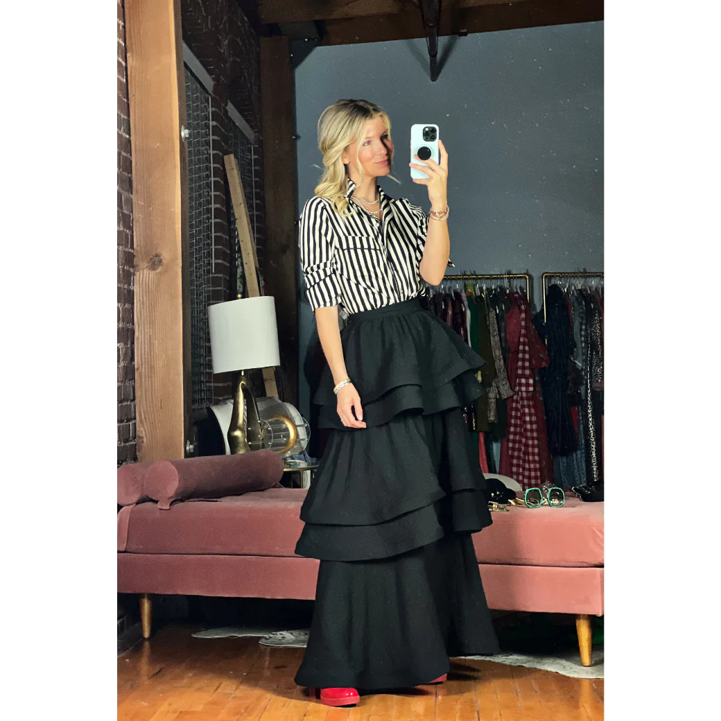 Teagan Tiered Skirt - Black - Image 14