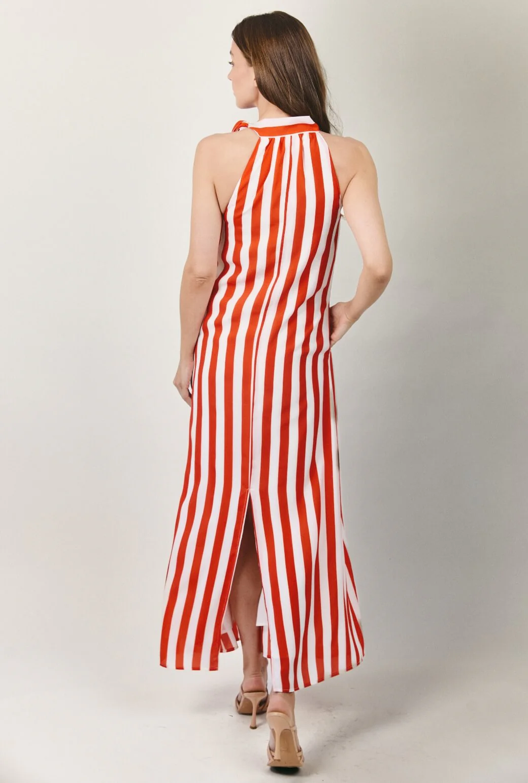 The Ali Dress - Deep Coral Cabana Stripe - Image 5