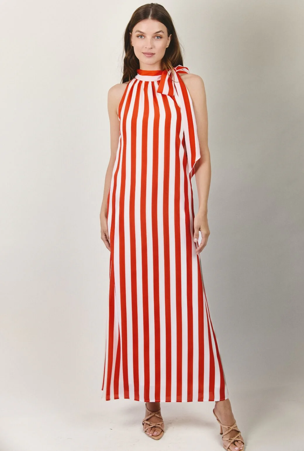 The Ali Dress - Deep Coral Cabana Stripe - Image 9