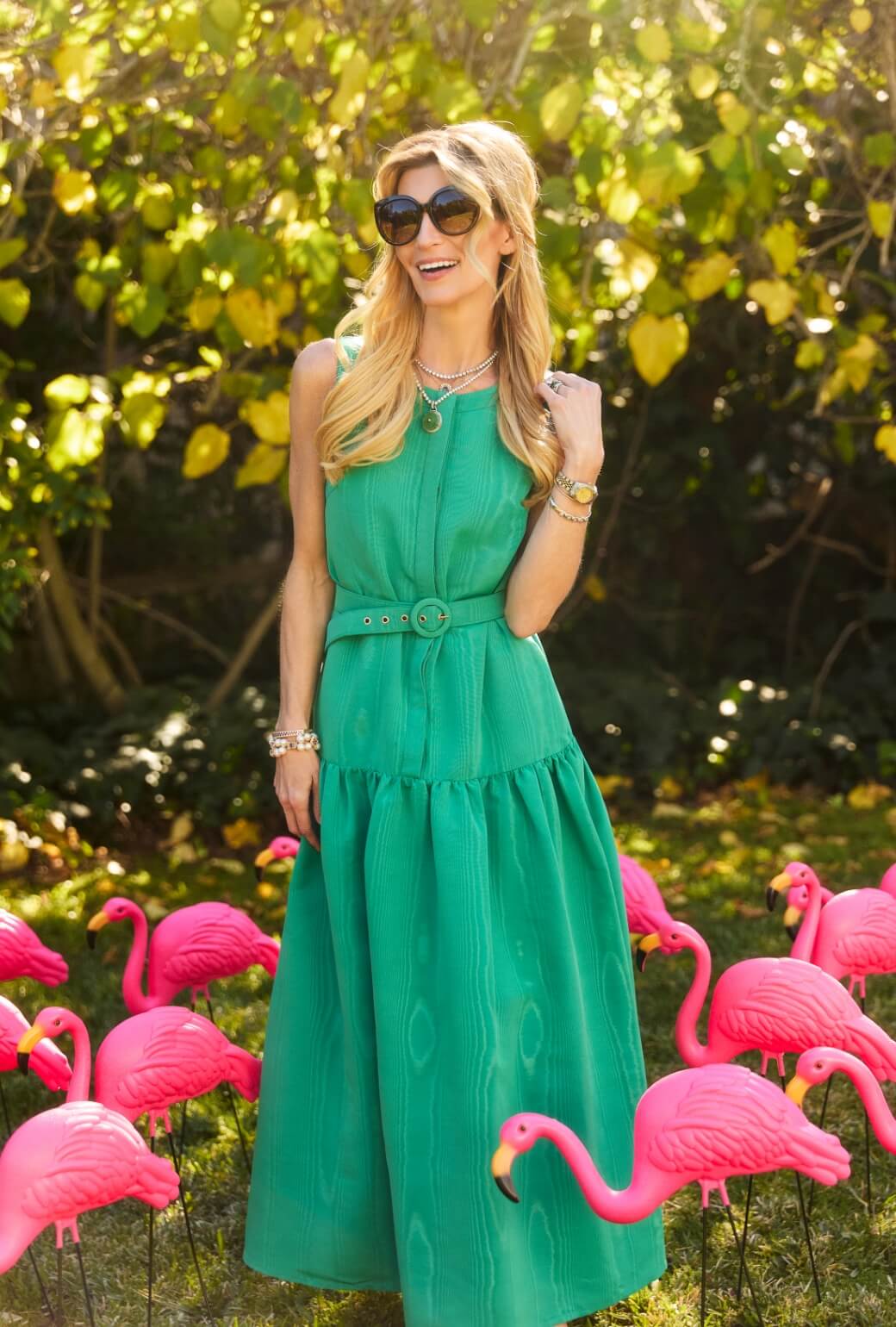 The Drop Waist Gown - Green Moiré - Image 3