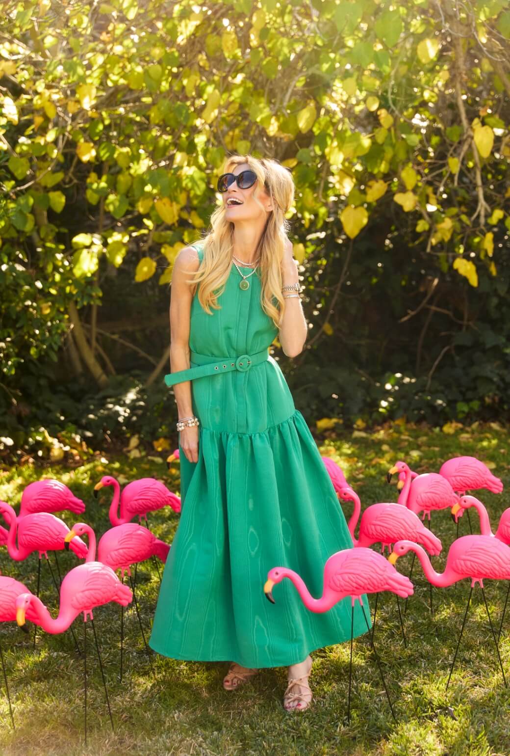 The Drop Waist Gown - Green Moiré - Image 4