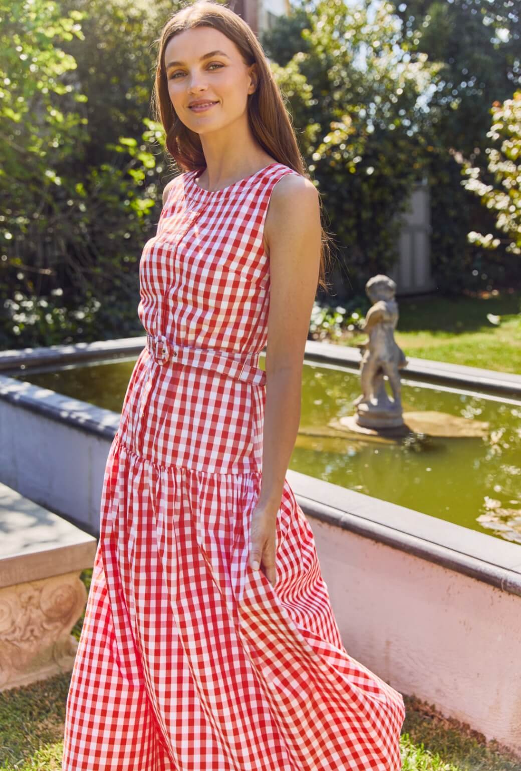The Drop Waist Gown - Orange Gingham - Image 6