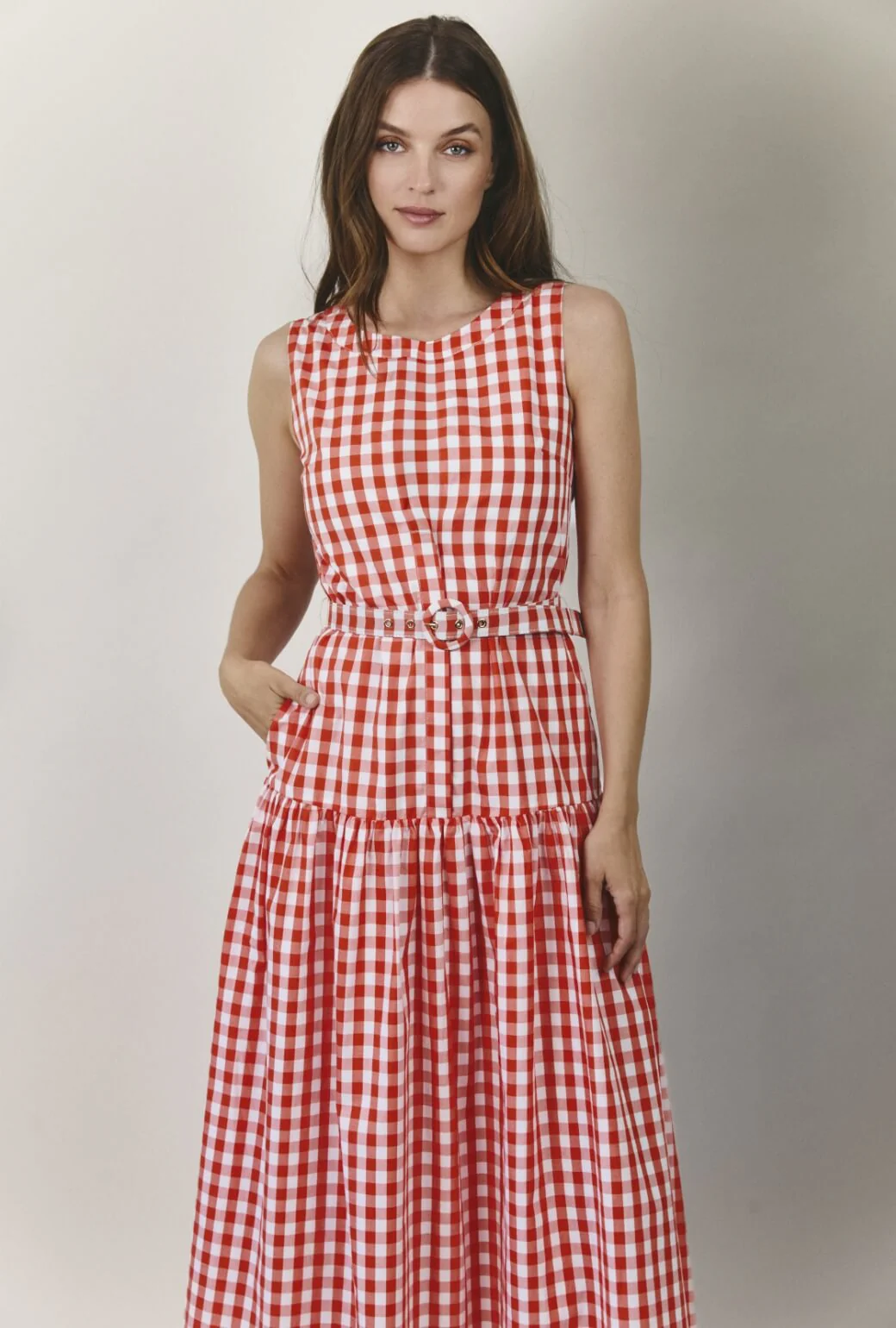 The Drop Waist Gown - Orange Gingham - Image 7