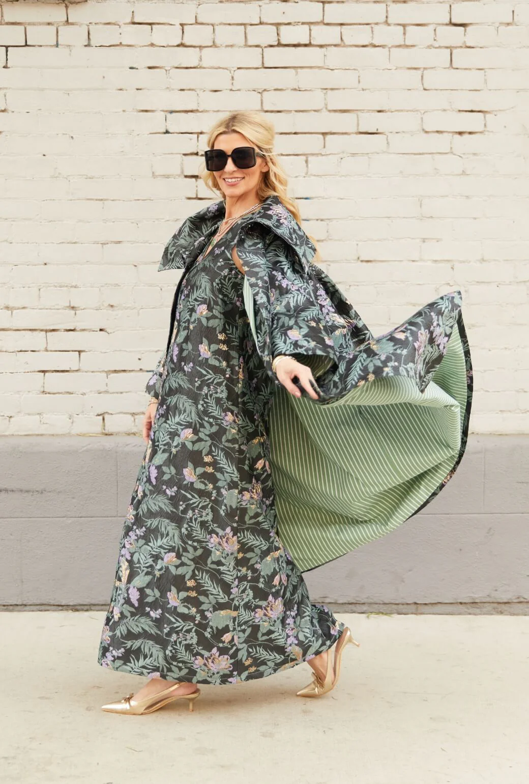 The Grace Coat - Sage & Lilac Brocade - Image 5