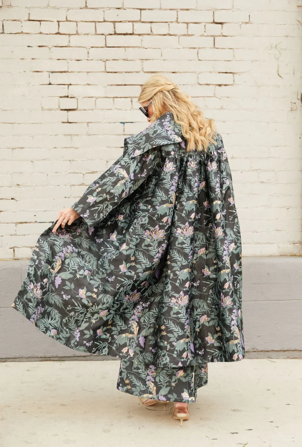 The Grace Coat - Sage & Lilac Brocade - Image 6