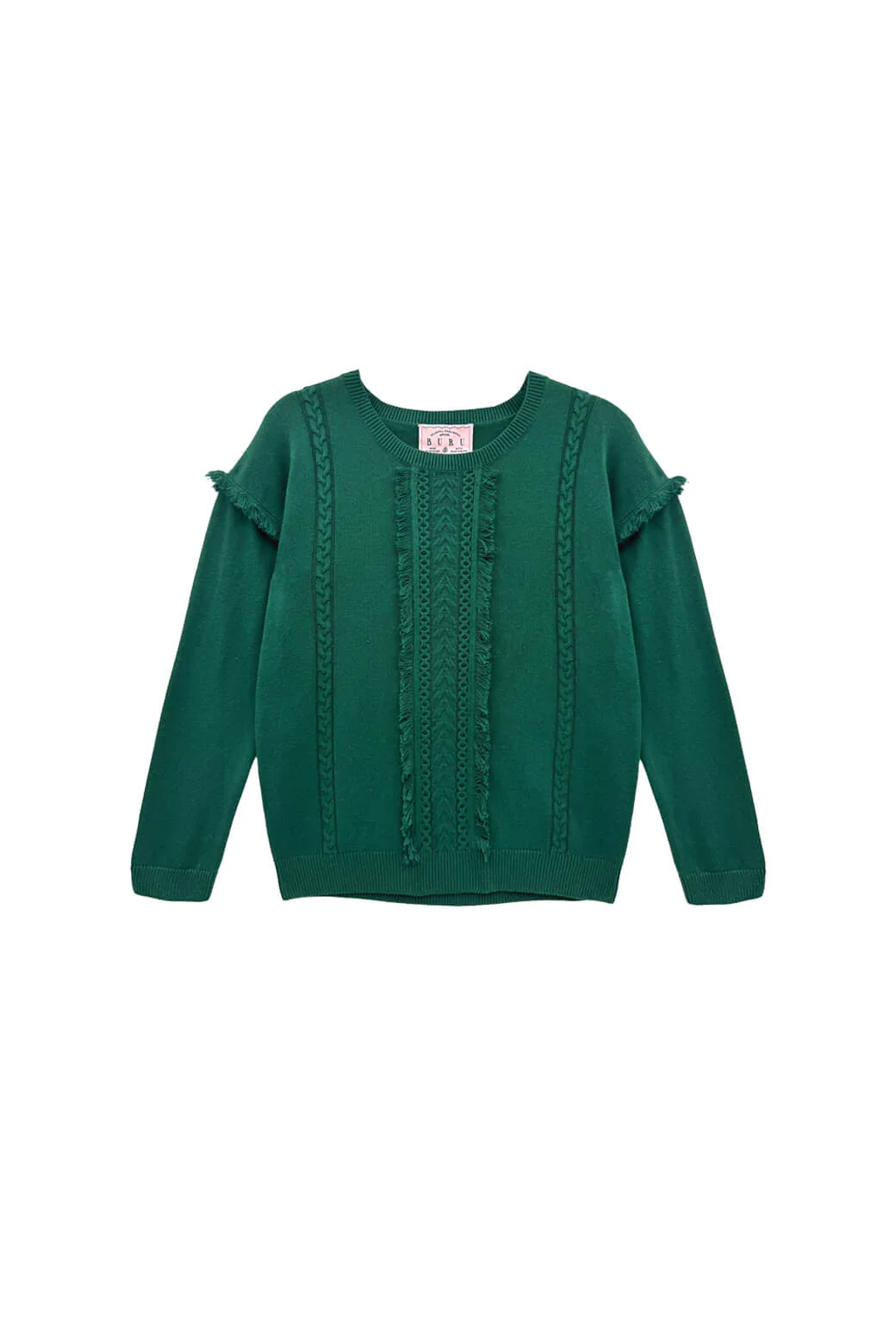 The Olive Fringe Sweater - BURU Deep Green Knit - Image 4