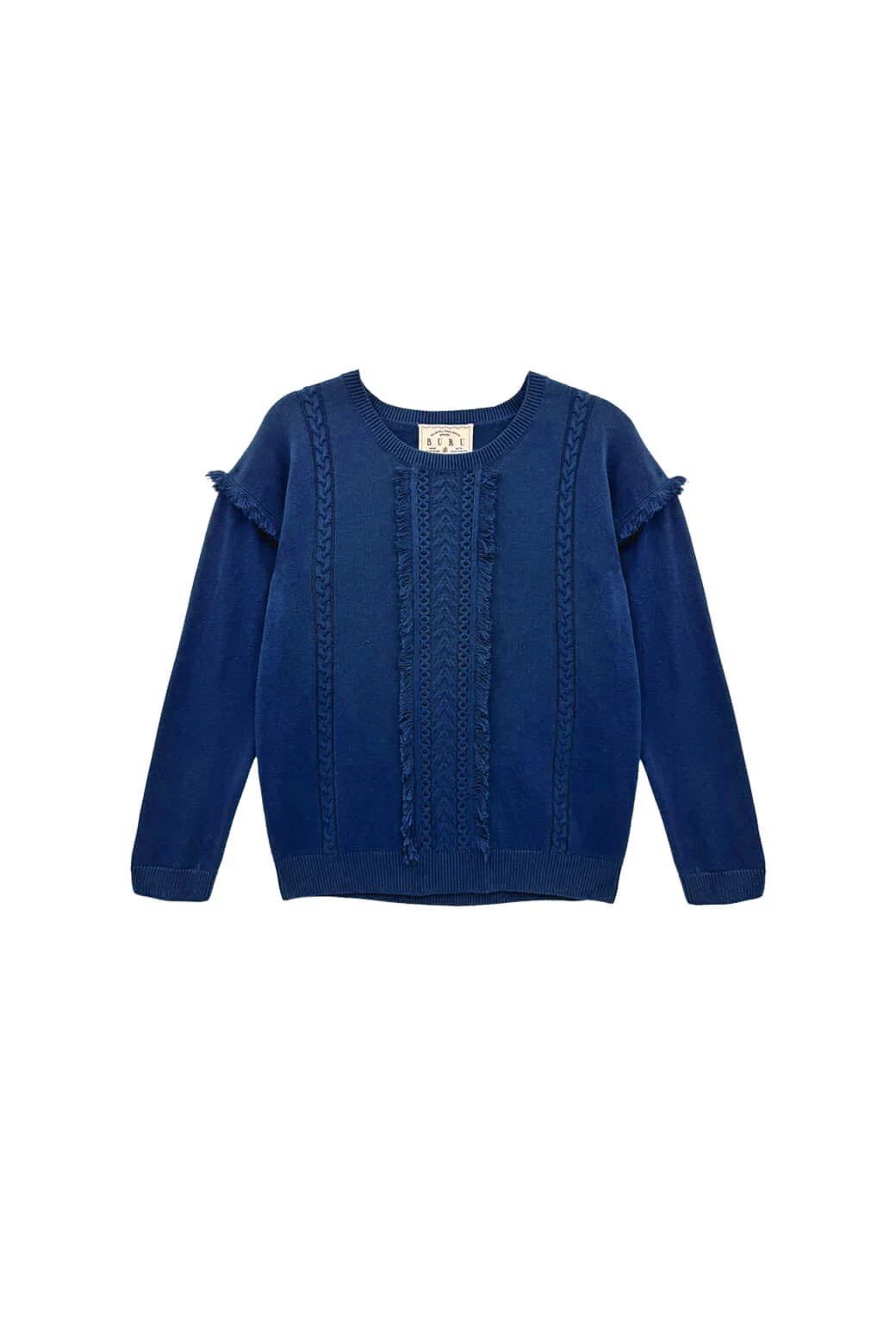 The Olive Fringe Sweater - Navy Blue Knit - Image 3