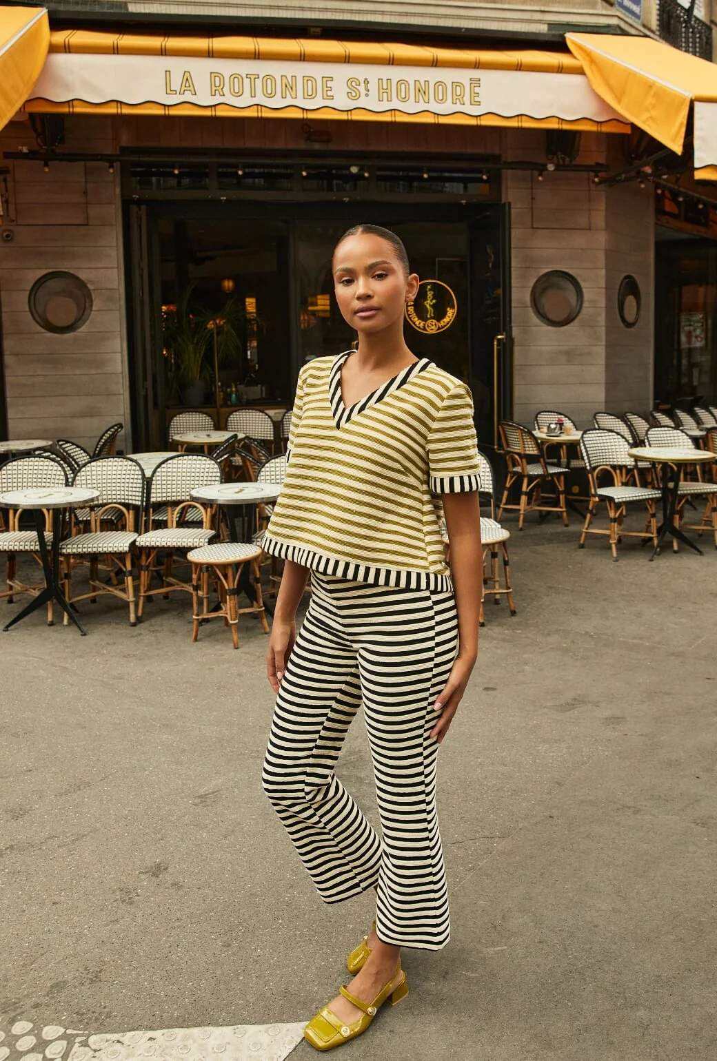 The Onasis Top - Moss & Black Striped Terry - Image 5