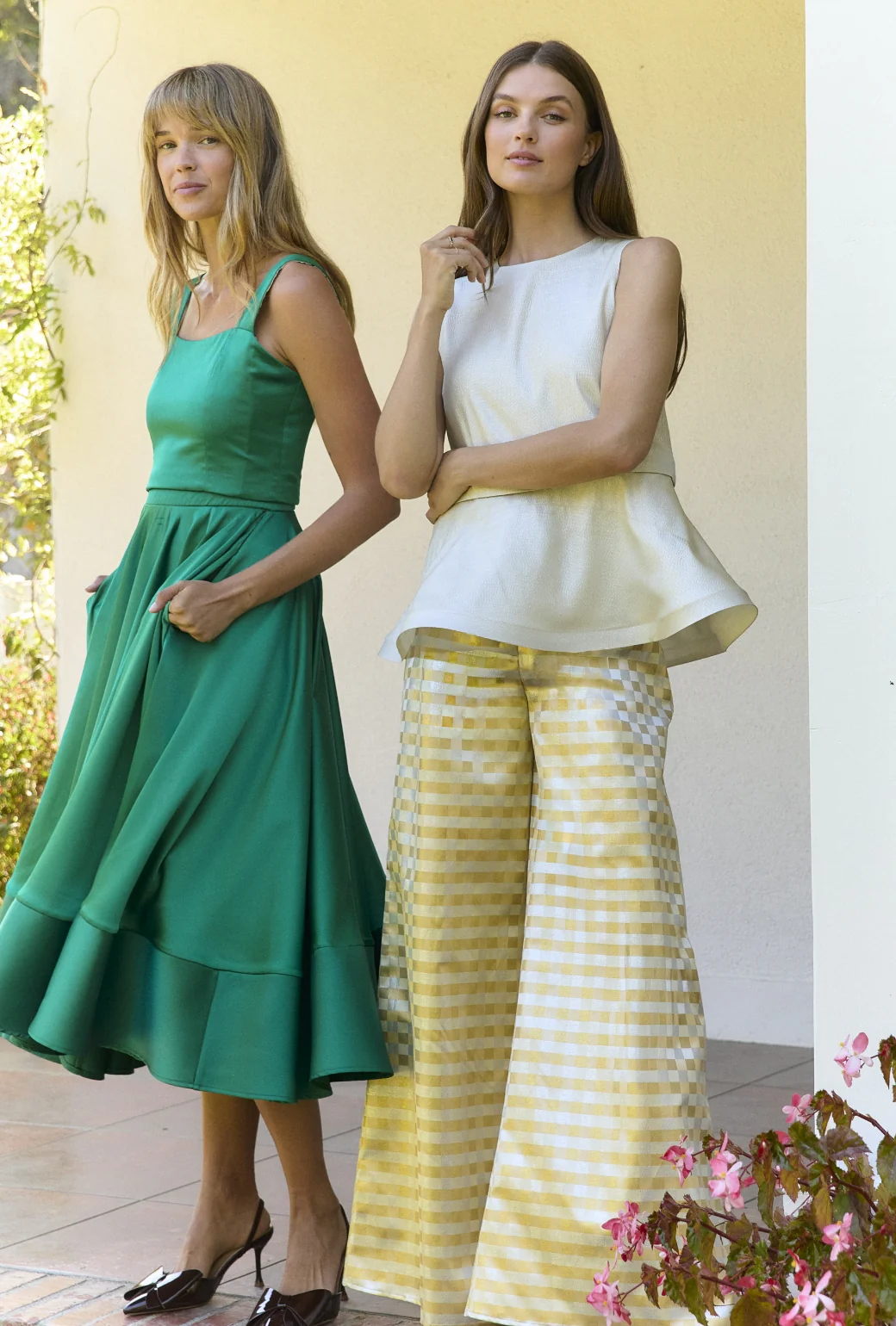The Peplum Bustier - Green Satin - Image 3