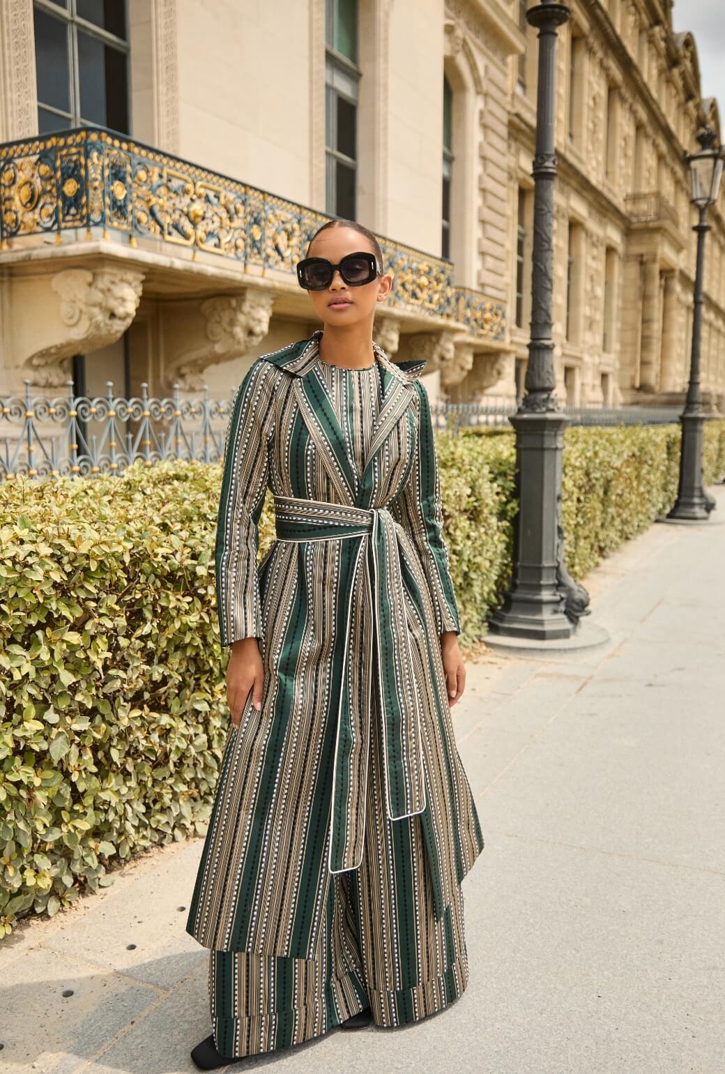 The Royale Jumpsuit - Green Embroidered Silk - Image 6