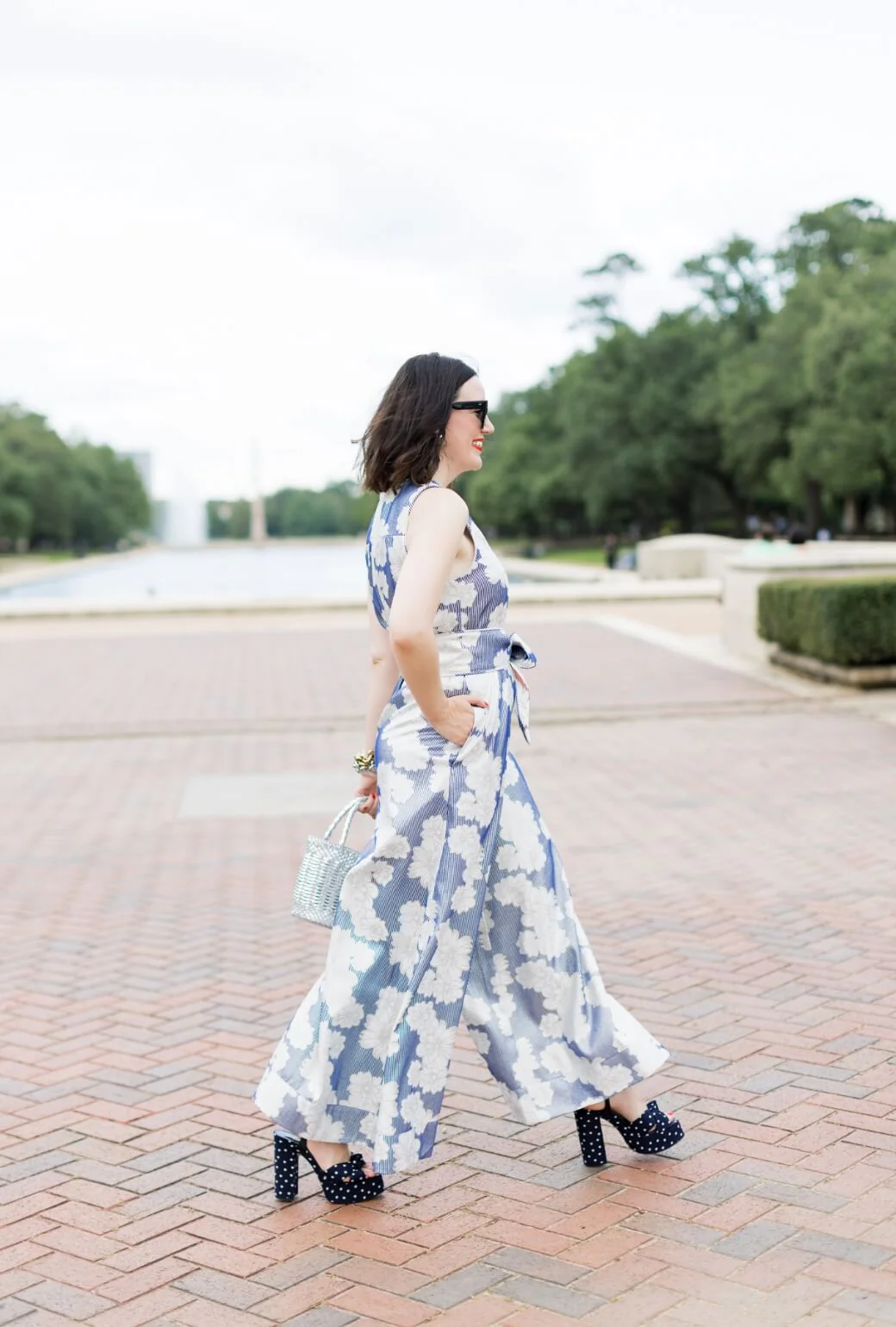 Buru x Val The Royale Jumpsuit - Navy Floral Brocade - Image 6