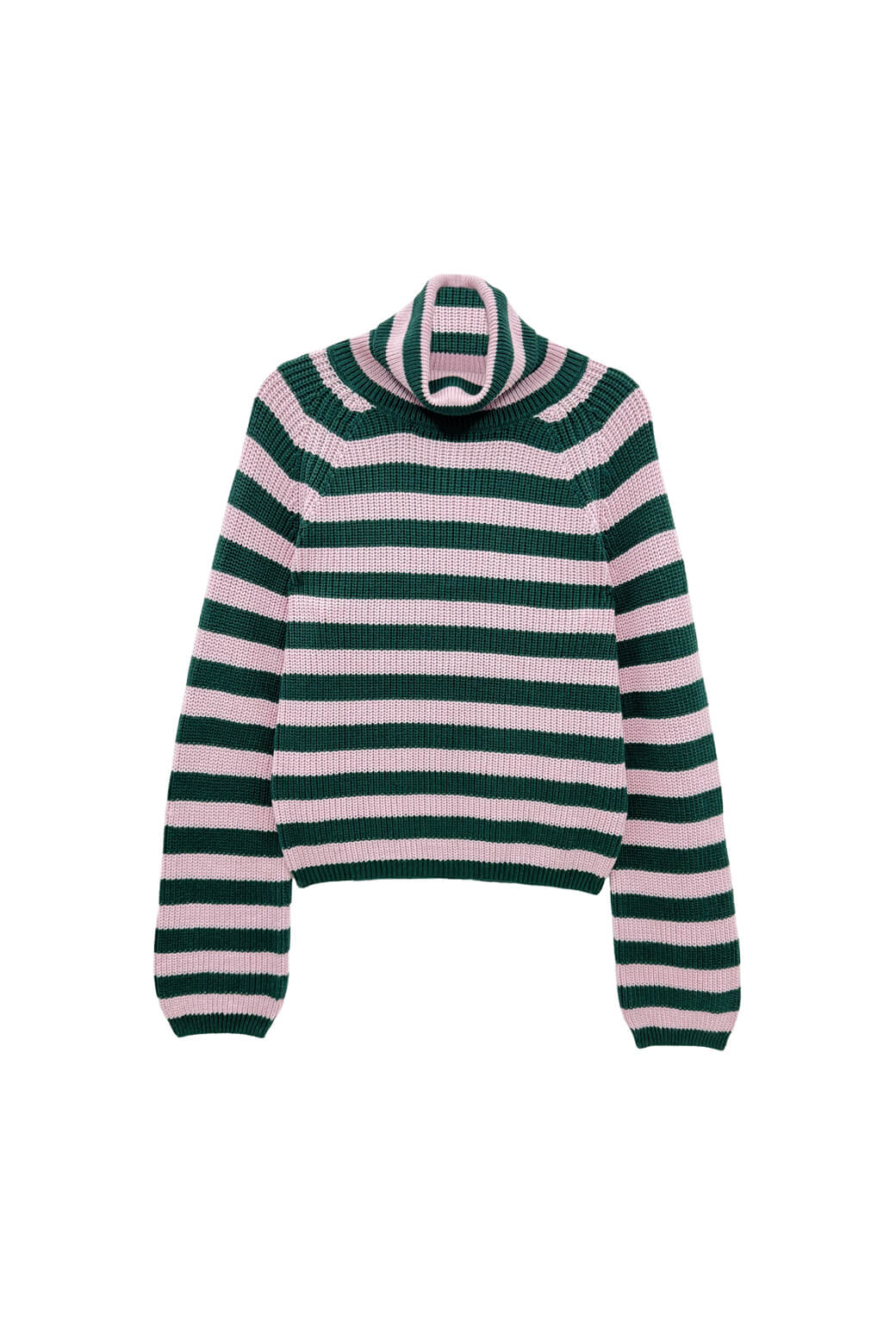 The Schafer Stripe Sweater - Deep Green & Ballet Pink - Image 3