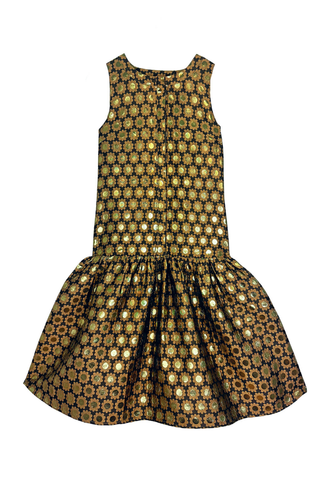The Sophia Dress - Chocolate Daisy Brocade - Image 3