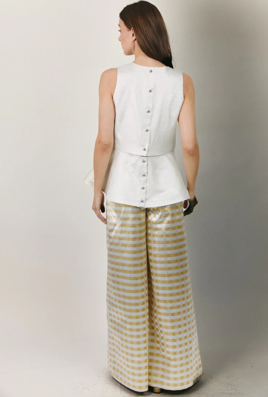 The Wide Leg Trouser - Checkerboard Brocade - Image 7