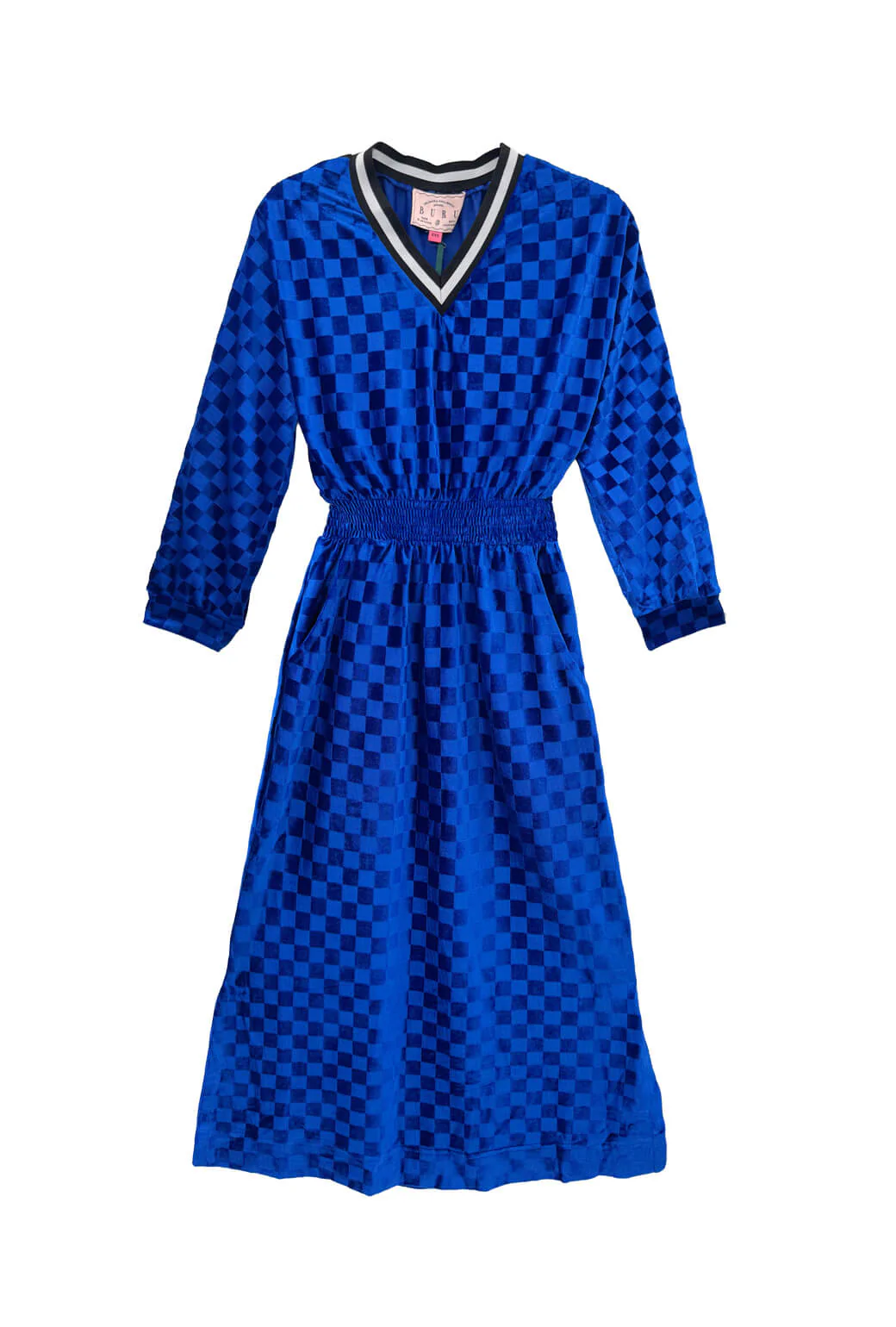 Track Dress - Cobalt Checkerboard Velour - Image 3