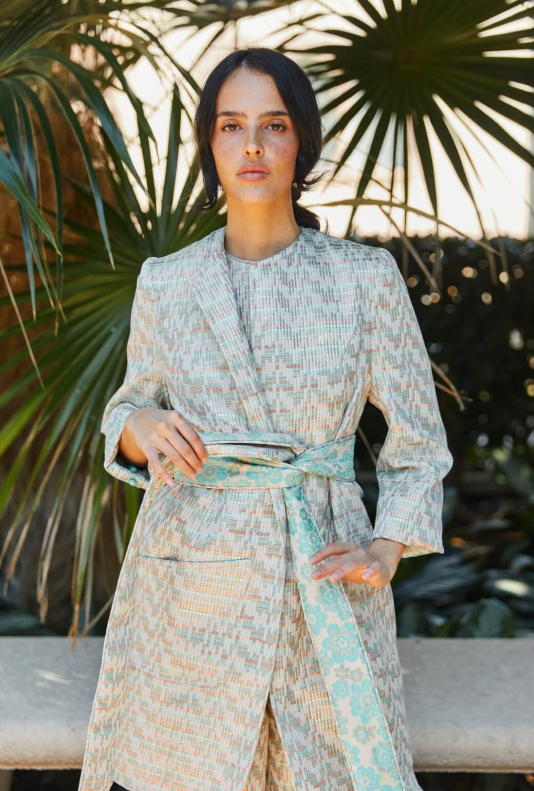 Walking Coat - Aqua Channels Brocade - Image 3