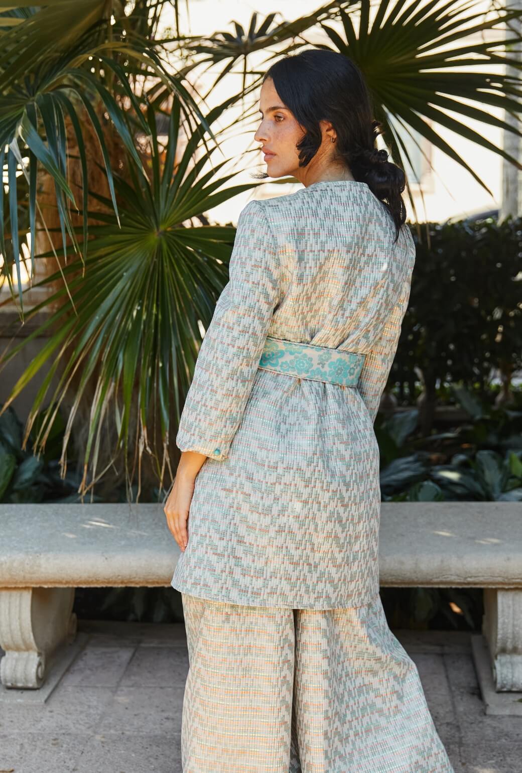Walking Coat - Aqua Channels Brocade - Image 5