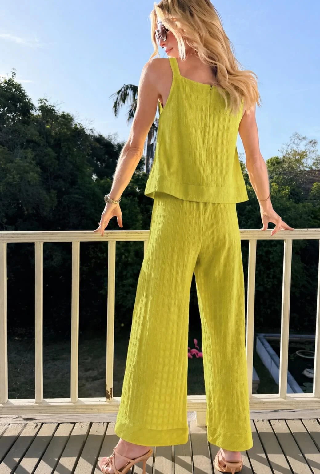 Wide Leg Knit Trouser - Courtside Yellow Knit - Image 3